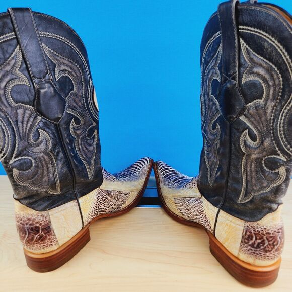 Los Altos Genuine Ostrich Leg 3X Toe Mens Size 8 Pointed toe Cowboy Boots 950549 - Picture 7 of 13